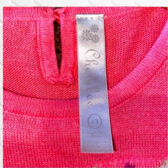Cherokee Girls Size 4T Pink Sweater Dress With Girl Fawn adorable Winter Sweet - Picture 4 of 4
